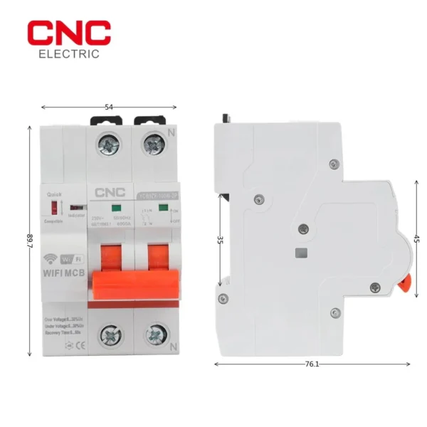 CNC YCB9ZF-100W 2P 100A WiFi Smart Circuit Breaker - Image 3