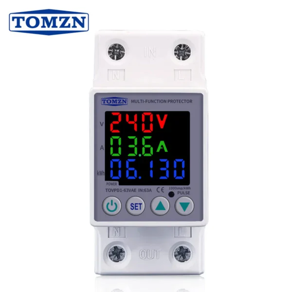 Tomzn 3rd Gen 3in1 voltage protector Over and Under Voltage Protective Device with Kwh meter - Image 2