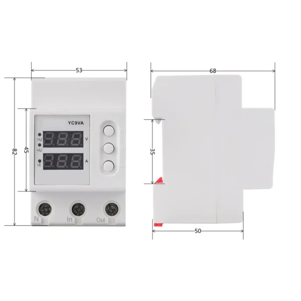 CNC YC9VA 2IN1 63A Adjustable Over & Under Voltage Protector Time Delay - Image 2
