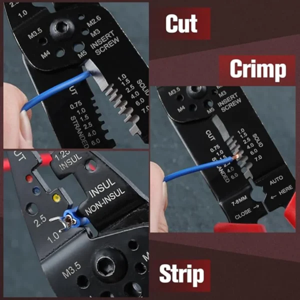 YTH XC44 8.5" Multi-Functional Wire Stripper, Cutter & Crimper – For Insulated & Non-Insulated Terminals - Image 3