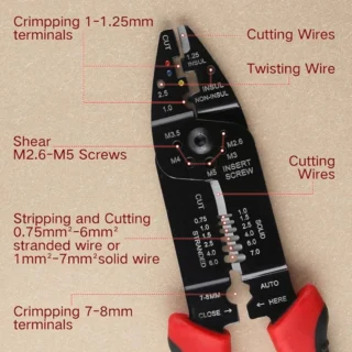 YTH XC44 8.5" Multi-Functional Wire Stripper, Cutter & Crimper – For Insulated & Non-Insulated Terminals