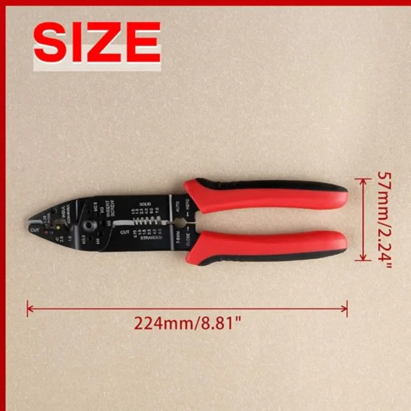 YTH XC44 8.5" Multi-Functional Wire Stripper, Cutter & Crimper – For Insulated & Non-Insulated Terminals - Image 4