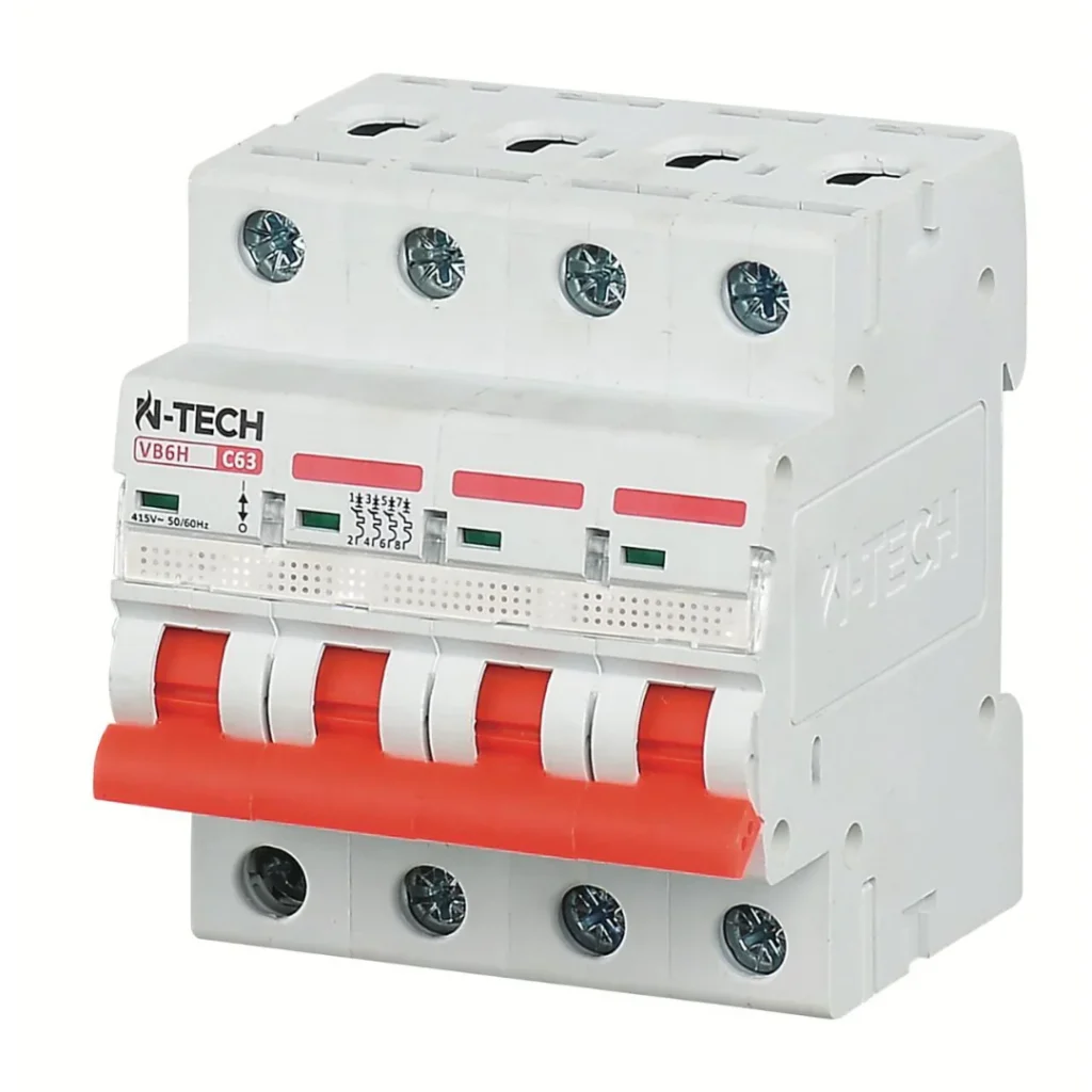 N-Tech VB6H 4 Pole AC MCB Overload & Short-Circuit Protection