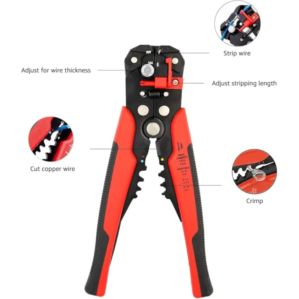 YTH 803 5-in-1 Automatic Wire Cutter – 8" Self-Adjusting Stripper, Cutter & Crimper for Electrical Work