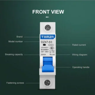 Tomzn 1P AC MCB Circuit breaker C type 230/400V