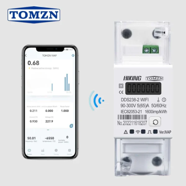 Tomzn DDS238-2 WIFI Smart Energy Meter With Display Power Consumption Monitor, With Import Export Power METER - Image 2