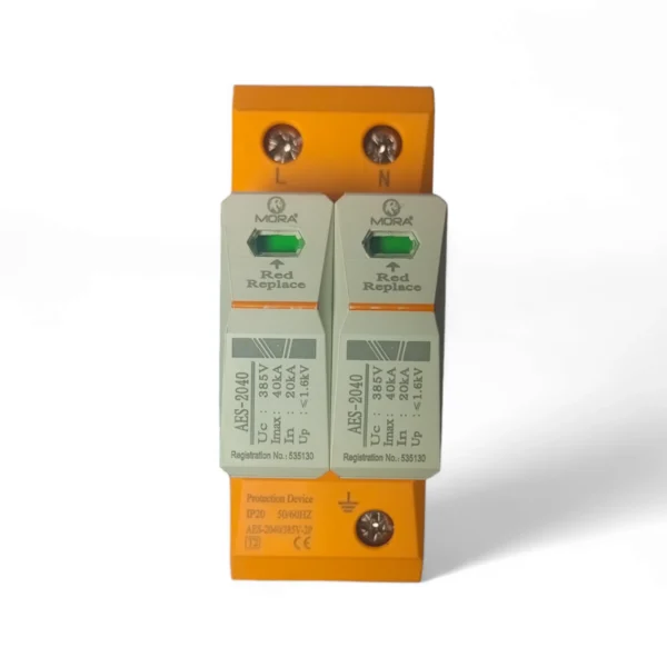 Mora (AES-2040) AC 2pole 40kA SPD surge protection device 385vAC - Image 2