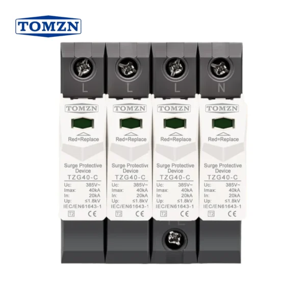 Tomzn TZG40-C AC 4Pole 3 Phase SPD House Surge Protector Device - Image 2