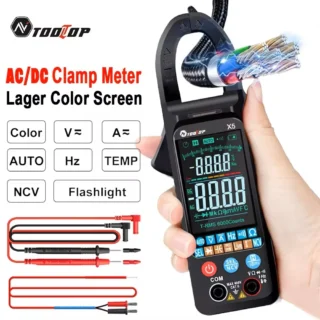 TOOLTOP X5 400A AC DC Clamp Meter 6000 Counts True RMS Multimeter NCV Current Voltage Hz Diode Temp Buzzer Test Auto Ammeter