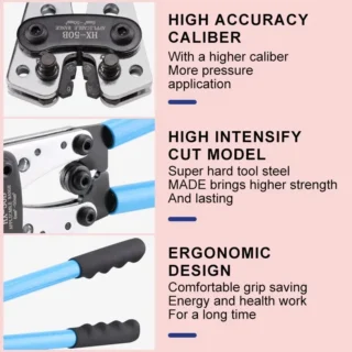 HX-50B Cable Lugs Crimper Tool Hand Ratchet Pliers for 6-50 mm² (1-10 AWG) Wire Cable Lugs
