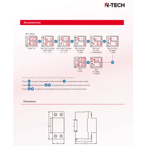 N-Tech SP2-80VA 63A Voltage Protection Device - Over and Under Voltage Protective Device - Image 4