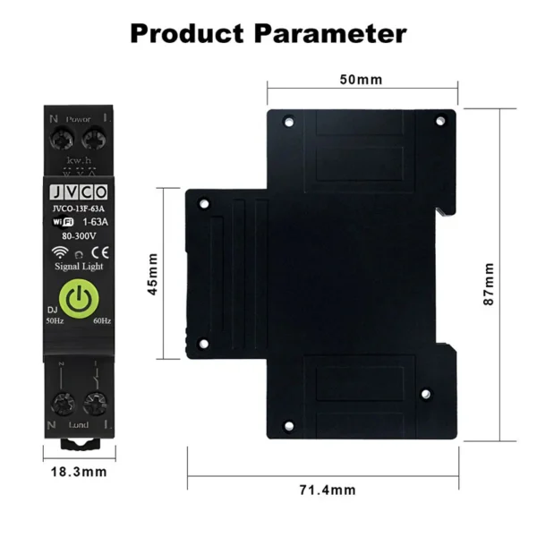 JVCO 13in1 63A Bidirectional WIFI Smart Switch with Monitoring and Protection - Image 4