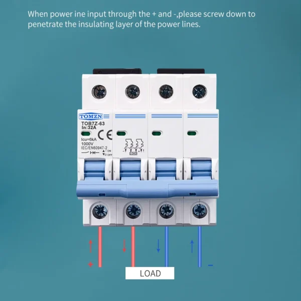 Tomzn TOB7Z-63 4P DC 1200V MCB Circuit Breaker - Image 5
