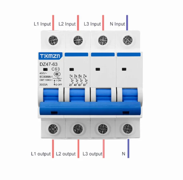 Tomzn 3Phase 4Pole AC 230/400V Circuit breaker 63A / 125A - Image 7