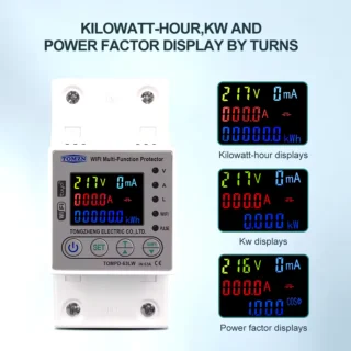 Tomzn All in One TOMPD 63LW 63A WIFI Smart Circuit Breaker with voltage current and leakage protection. Tomzn 10in1 Smart Protector
