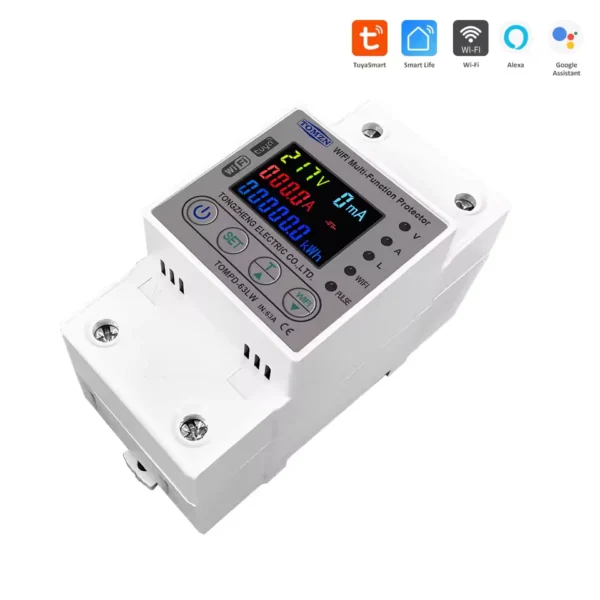 Tomzn All in One TOMPD 63LW 63A WIFI Smart Circuit Breaker with voltage current and leakage protection. Tomzn 10in1 Smart Protector - Image 2