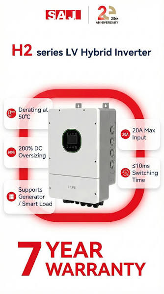 Saj 6Kw Hybrid Inverter Ip66 5Year Warranty